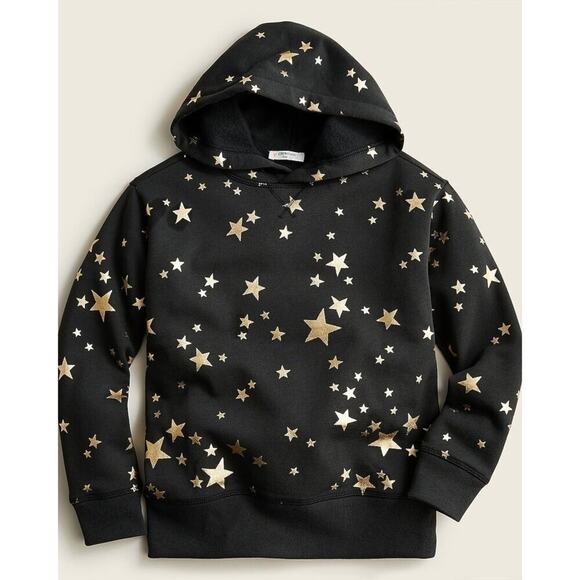 Crewcuts Other - Crewcuts Gold Star Hoodie Girls sz S Black Hoodie Pullover Sweatshirt